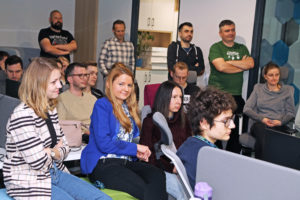 BitPeak Employees Listening to 5th Anniversary Speech