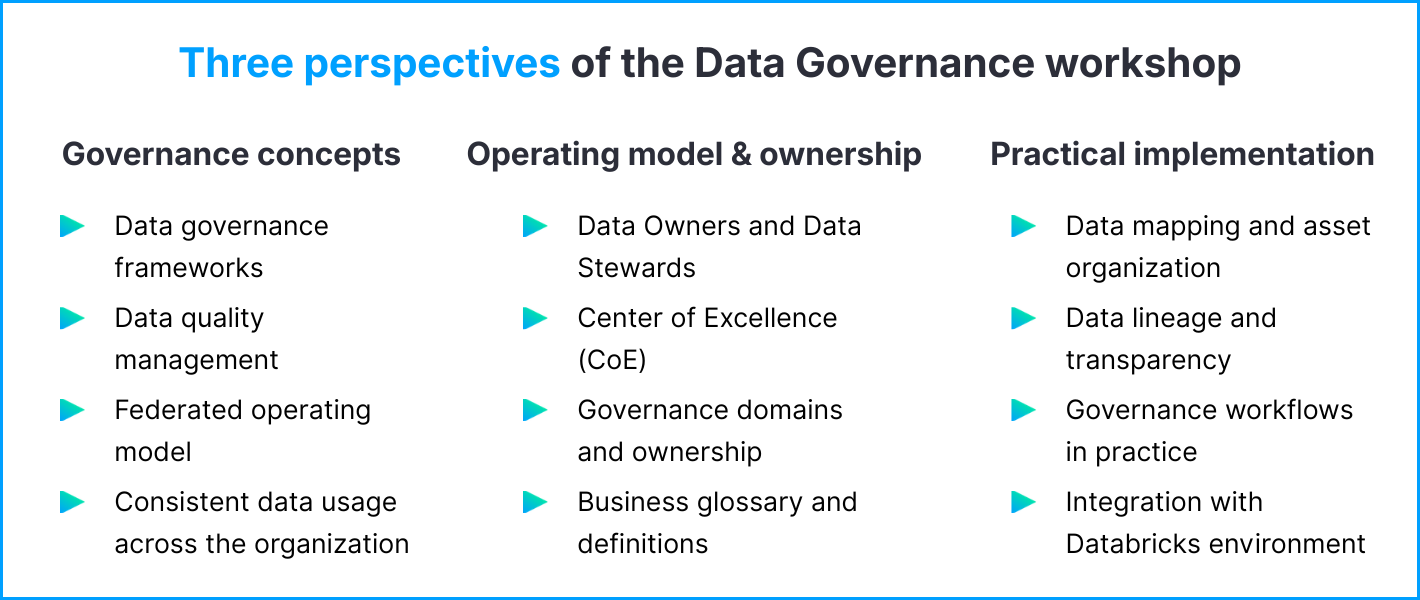 Three perspectives of the Data Governance workshop